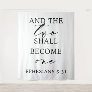 Two Shall Become One Wedding Tapestry Banner