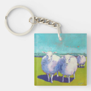 Two Sheep In Field Key Ring