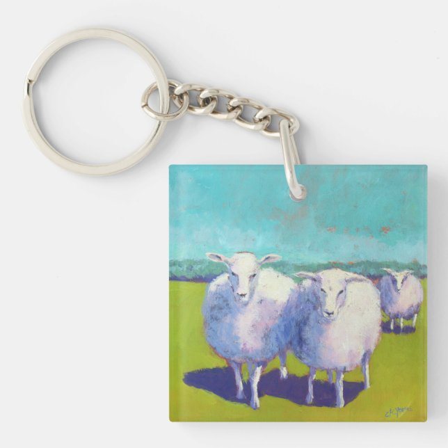 Two Sheep In Field Key Ring (Front)