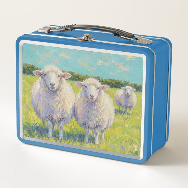 Two Sheep In Field Metal Lunch Box (Front)