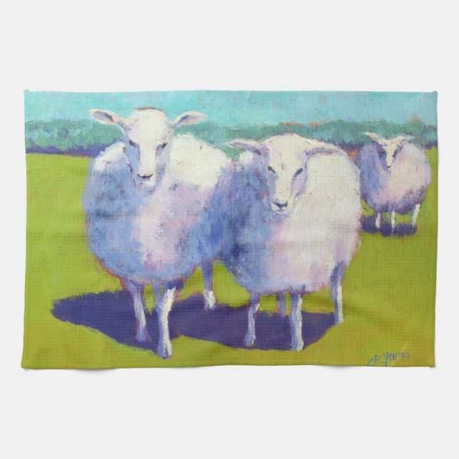 Two Sheep In Field Tea Towel (Horizontal)