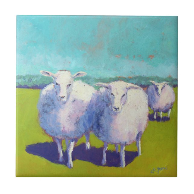Two Sheep In Field Tile (Front)