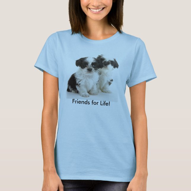 Two Shih Tzu Puppies - Friends for Life! T-Shirt (Front)