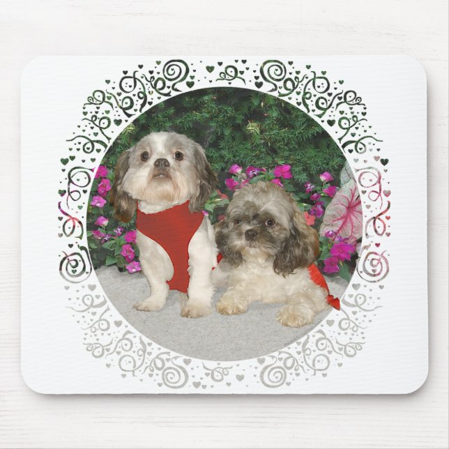 Two Shih Tzus in a Garden Mouse Mat (Front)