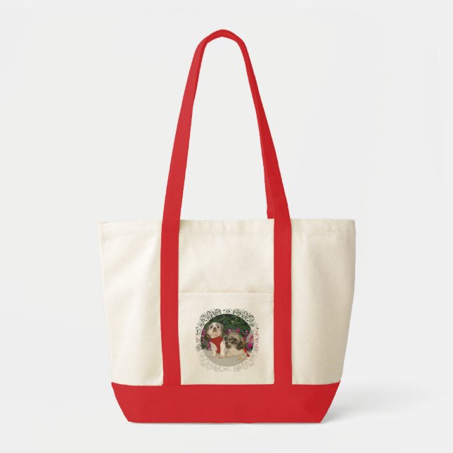 Two Shih Tzus in a Garden Tote Bag (Front)