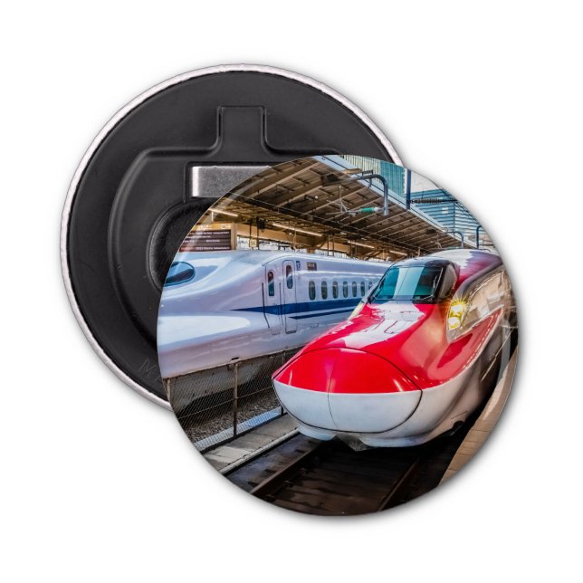 Two Shinkansen at the Tokyo Station Bottle Opener (Front)
