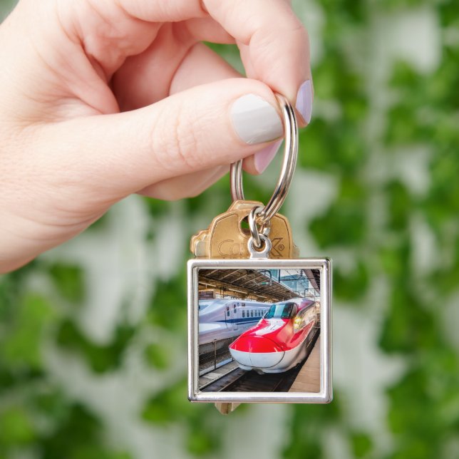 Two Shinkansen at the Tokyo Station Key Ring (Hand)