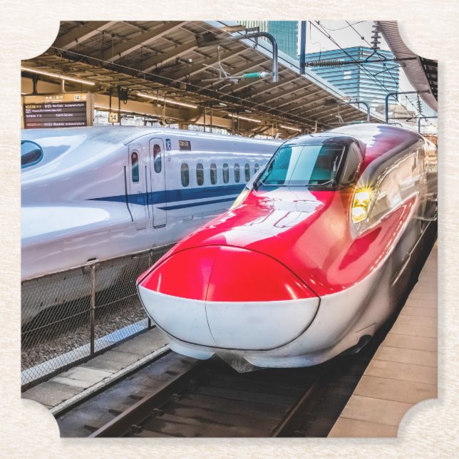 Two Shinkansen at the Tokyo Station Paper Coaster (Front)