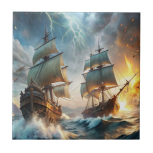 Two Ships at Sea Tile