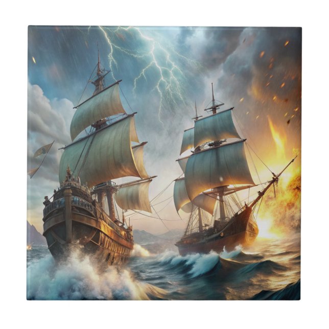 Two Ships at Sea Tile (Front)