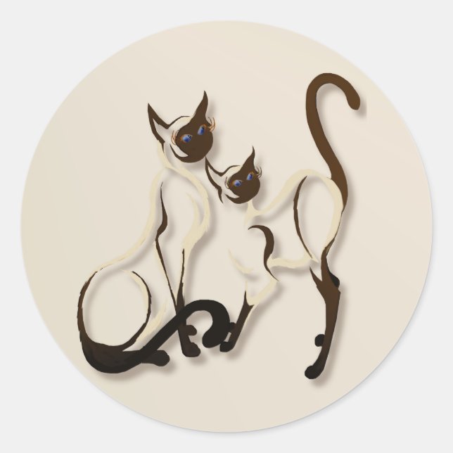 Two Siamese Cats Stickers (Front)