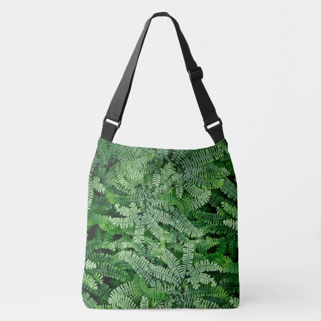 Two-side earthy fern patterns-see both sides cross crossbody bag (Front)