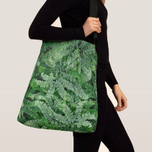 Two-side earthy fern patterns-see both sides crossbody bag