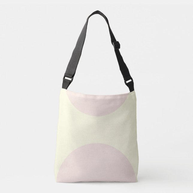 Two sided abstract art print pink on cream crossbody bag (Front)