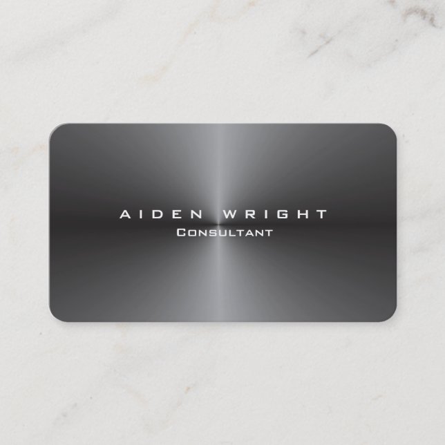 Two Sided Attractive Metallic Grey Stylish Modern Business Card (Front)