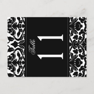 Two Sided Black and White Damask Table Number Postcard