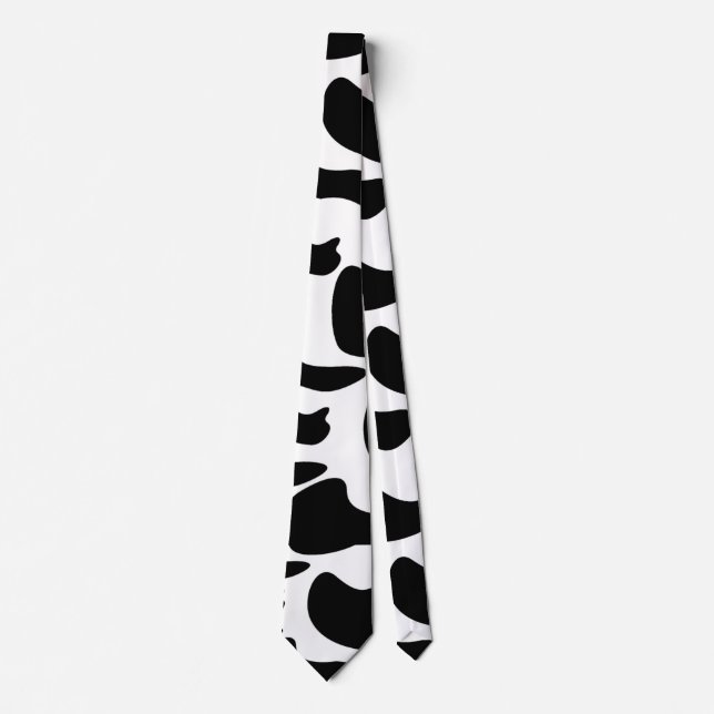 Two Sided Black and White Holstein Cow Pattern Tie (Front)