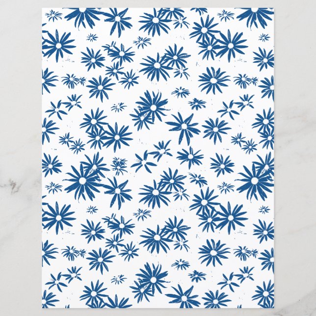 Two Sided Blue Floral Cardstock (Front)