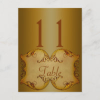 Two Sided Bronze Scrolls Table Number Postcard