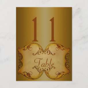 Two Sided Bronze Scrolls Table Number Postcard