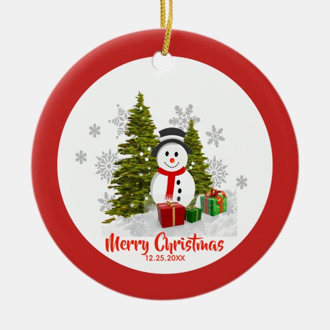 Two Sided Christmas Snowman Ornament (Front)