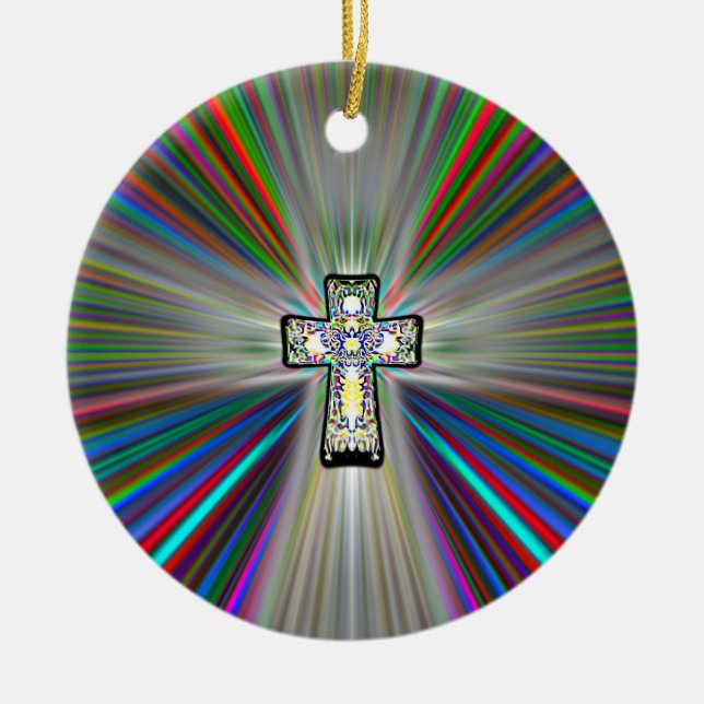 Two Sided CROSS Ceramic Tree Decoration (Front)