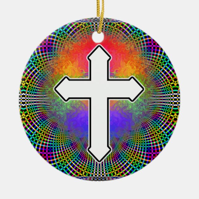 Two Sided CROSS Ceramic Tree Decoration (Front)