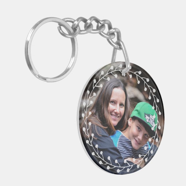 Two sided Custom Photo Best Mom Ever Key Ring (Front Left)
