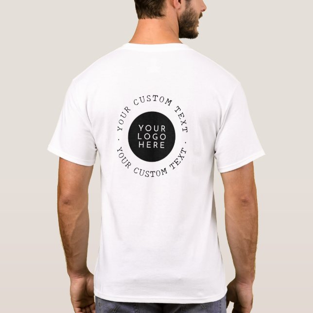Two Sided Custom Rustic Round Logo And Text  T-Shirt (Back)