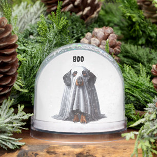 Two Sided Dachshund Ghost Snow Globe