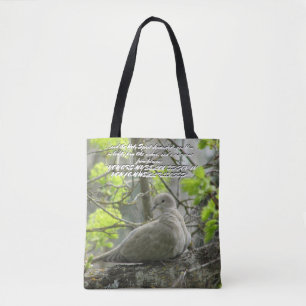 Two-sided Dove and Bible verse Tote Bag