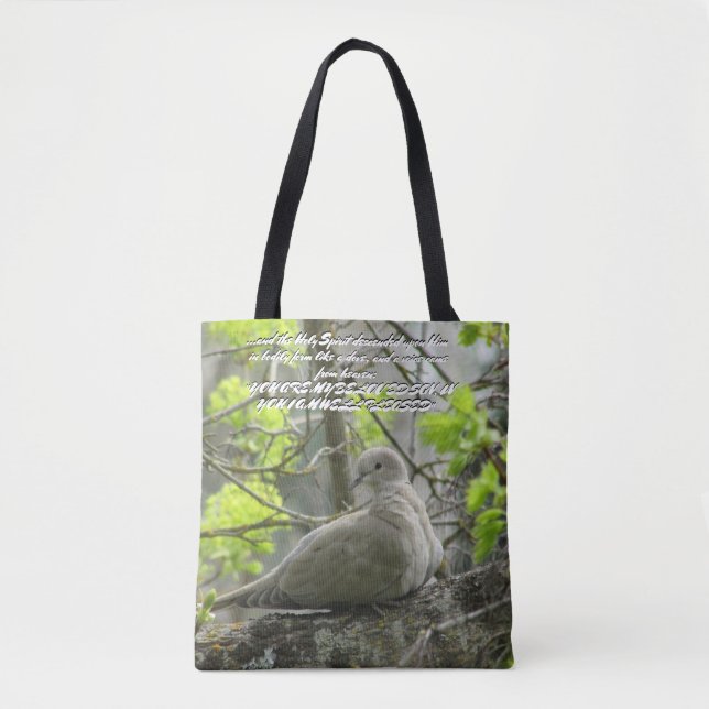 Two-sided Dove and Bible verse   Tote Bag (Front)