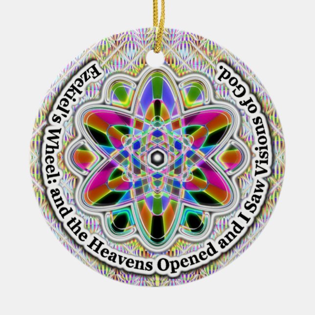 Two Sided - Ezekiel's Wheel: Visions of God Ceramic Tree Decoration (Front)