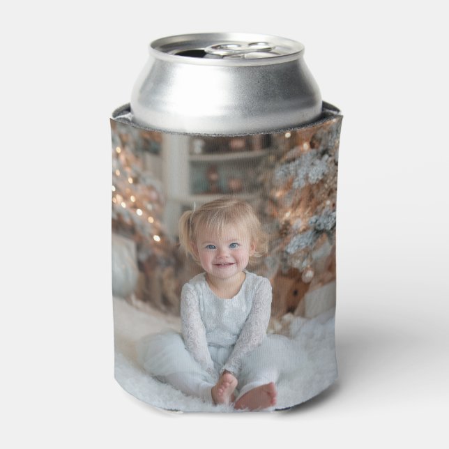 Two Sided Full Family Holiday Photos Can Cooler (Can Front)