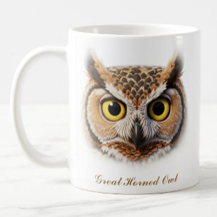 Two-Sided Great Horned Owl Coffee Mug Design