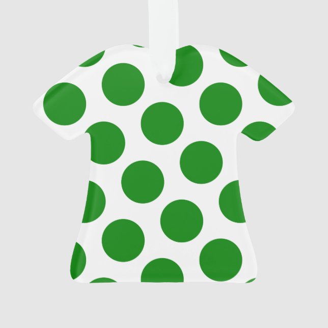 Two Sided Green and White Polka Dots Ornament (Back)