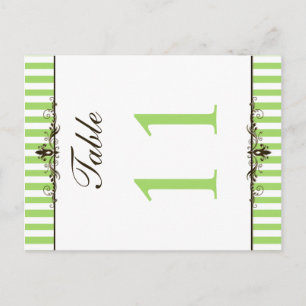 Two Sided Green and White Striped Table Number Postcard