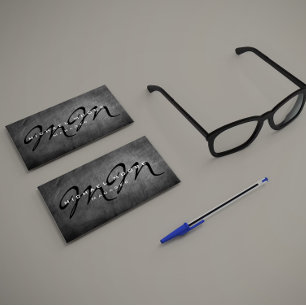 Two Sided Grey Chalkboard Bold Monogram Minimalist Business Card