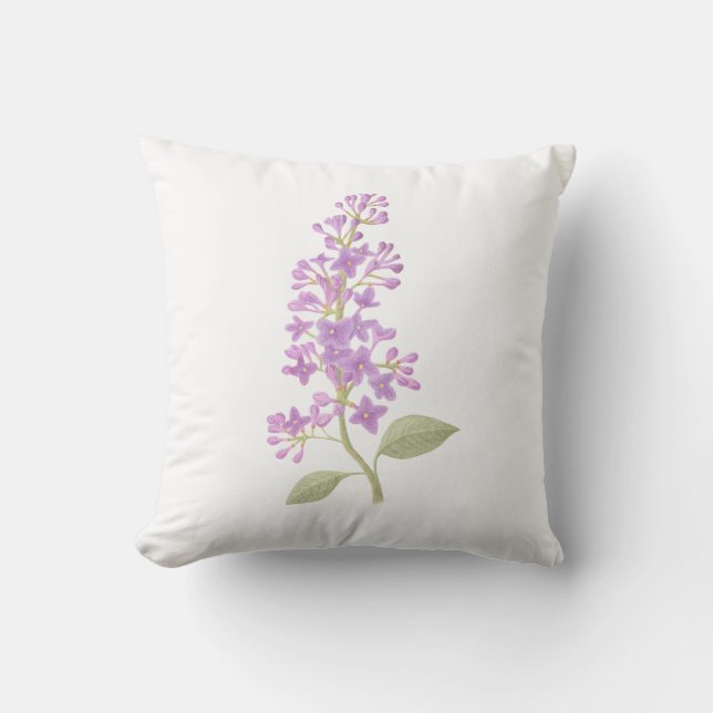 Two-Sided Hand-Drawn Lilac Cushion (Front)