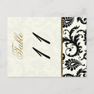 Two Sided Ivory, Gold, and Black Table Number Postcard