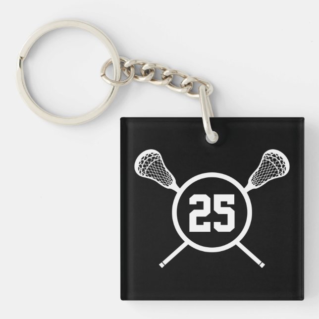 Two-sided Lacrosse Custom number keychain (Front)