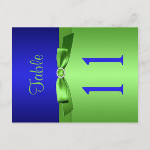 Two Sided Lime and Royal Blue Table Number Postcard