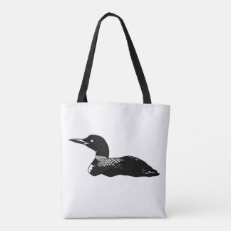 Two-sided loon illustration shoulder tote  bag