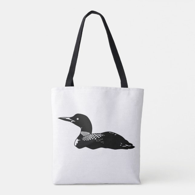 Two-sided loon illustration shoulder tote  bag (Back)