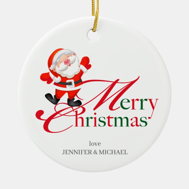 Two sided Merry Christmas Love Ceramic Tree Decoration (Front)