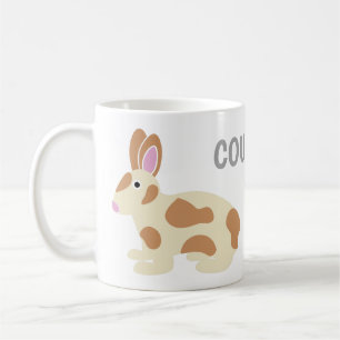 Two-Sided Personalised Grey and Light Brown Rabbit Coffee Mug