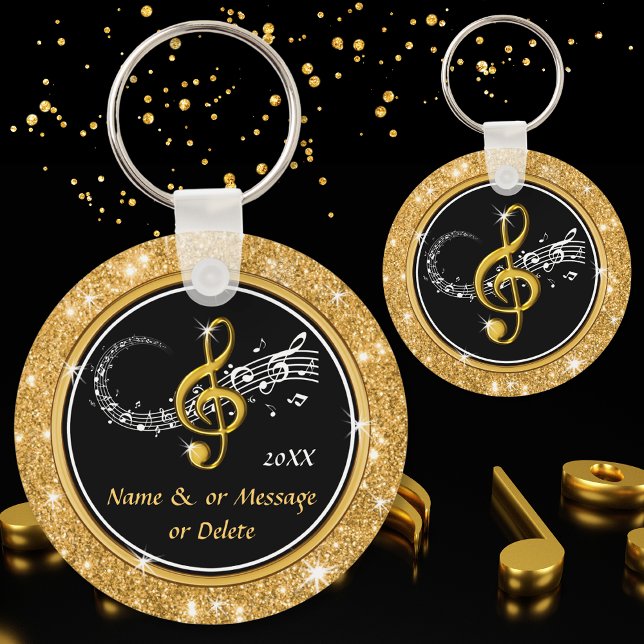 Two Sided Personalised, Music Keychains (Musical Notes Party Favors. Cheap music favors. Music themed Graduation Party. Music Birthday Party.)