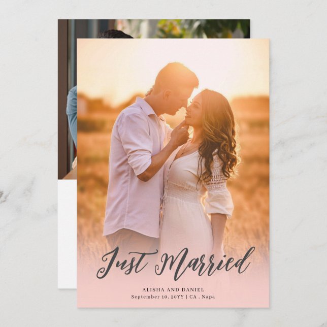 Two Sided Personalised Photo Wedding Announcement  (Front/Back)