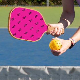 Two Sided Pink and Blue Simple Initials Design Pickleball Paddle