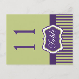 Two Sided Purple and Green Damask Table Number Postcard